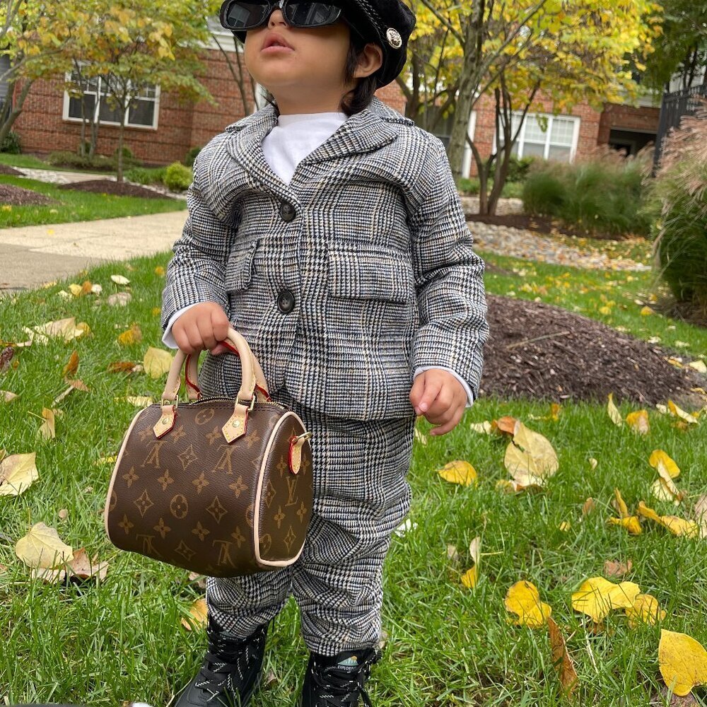 Toddler 2 piece suit and pants plaid‎ set